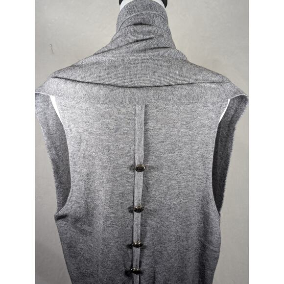 Roffe Grey Tweed Vest Sz LBust 38" CB Length 24.5"Open Shawl Stylized EUC - Picture 4 of 5